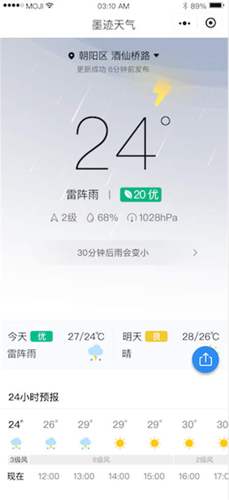 精準(zhǔn)又有趣，墨跡天氣小程序——你的“天氣向?qū)Ш蜕钪改稀?/></p><p align=