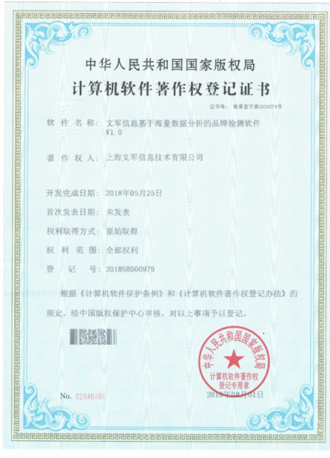 文軍營(yíng)銷新獲兩項(xiàng)計(jì)算機(jī)軟件著作權(quán)，大數(shù)據(jù)營(yíng)銷技術(shù)再添新助力