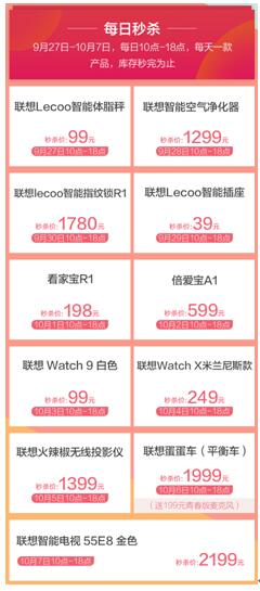 全民升級，智能生活 聯(lián)想智能硬件大幅優(yōu)惠搶購價僅1元