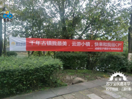 雙十一橫幅再現全國各地,蘇寧云游小鎮(zhèn)究竟去哪兒？