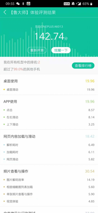 一加6T魯大師性能+流暢度跑分曝光，超32萬分！