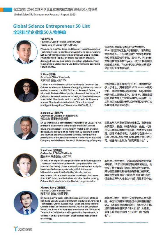 云從科技周曦榮登2020全球科學(xué)企業(yè)家50人