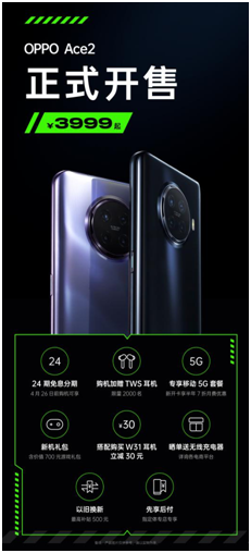 OPPO Ace2 4月20日開售，299元W31耳機(jī)等你來拿