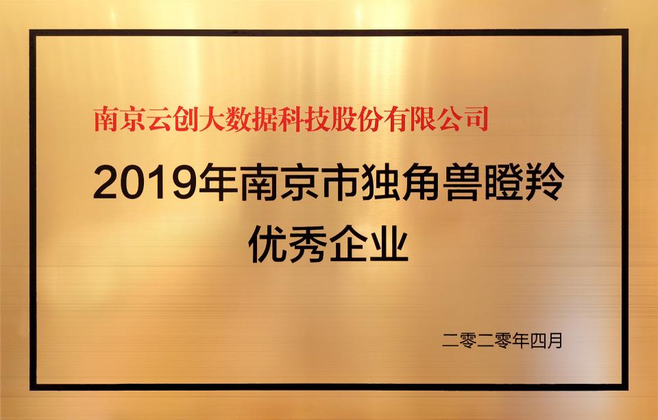喜訊！云創(chuàng)大數(shù)據(jù)膺選“2019年南京市獨(dú)角獸瞪羚優(yōu)秀企業(yè)”！