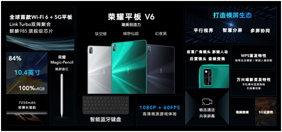 旗艦級(jí)榮耀平板V6發(fā)布 同時(shí)支持5G+Wi-Fi 6 更快更潮更具創(chuàng)造力
