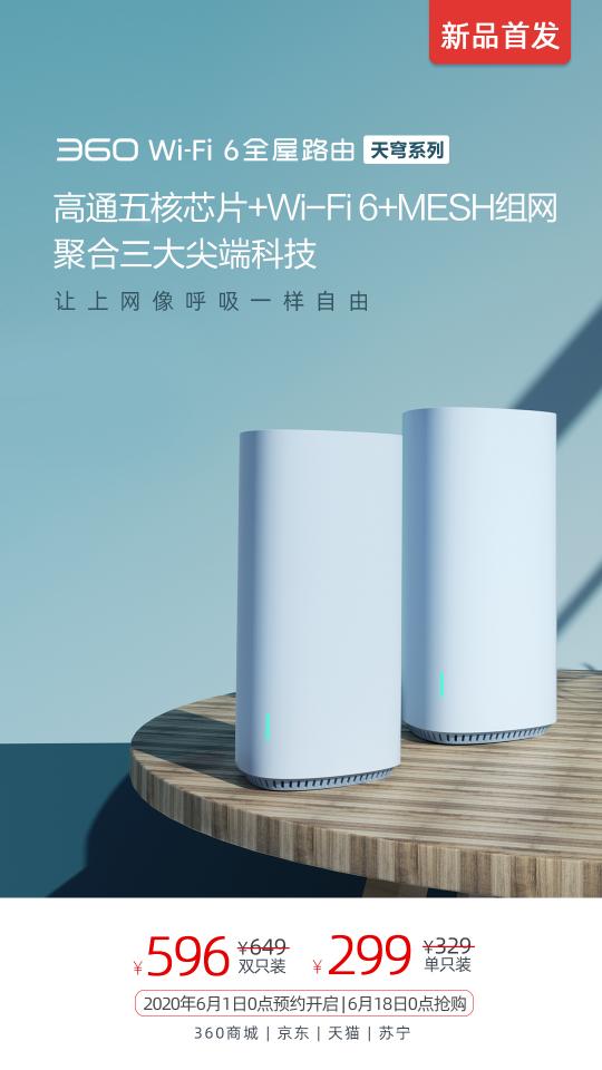 三大尖端科技搶奪WiFi6市場，新品360全屋路由來了！