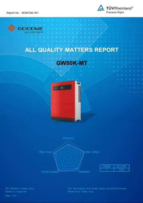 商用光伏大功率光伏逆變器80kW第一！固德威連續(xù)5年拿下唯一儲(chǔ)能系統(tǒng)優(yōu)勝獎(jiǎng)！