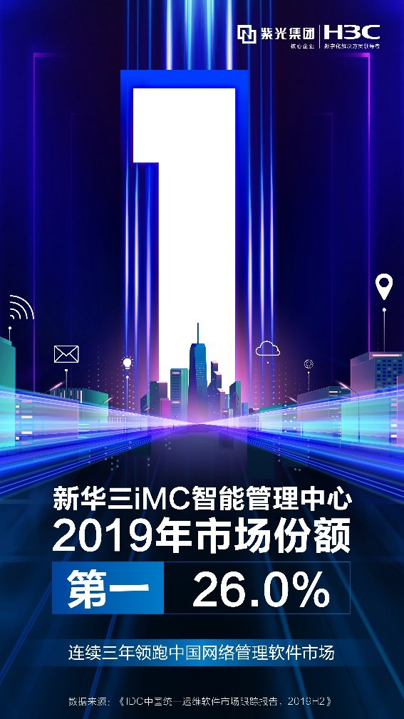 紫光股份旗下新華三iMC領(lǐng)跑中國網(wǎng)絡(luò)管理軟件市場，蟬聯(lián)市場份額第一
