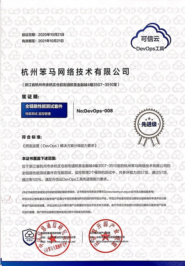 PerfMa產(chǎn)品順利通過可信云研發(fā)運營（DevOps）解決方案權(quán)威認(rèn)證