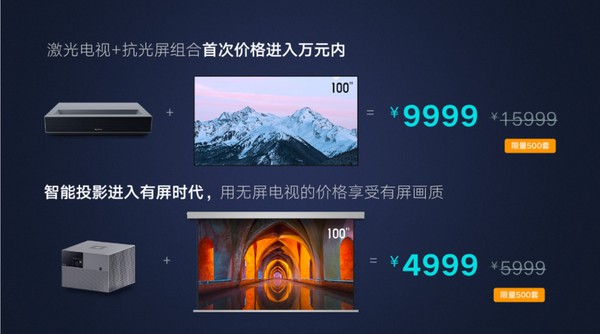 價格屠夫！僅售9999的4K百吋激光電視（含柔性抗光屏）正限量超值購