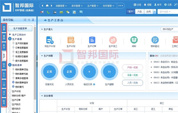 智邦國(guó)際機(jī)械加工企業(yè)ERP管理軟件，柔性一體化生產(chǎn)