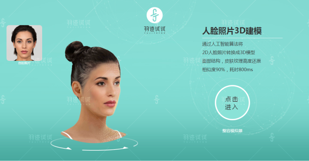 AI人工智能+面部照片3D建模，3D版捏臉美顏軟件羽跡試試成功面世