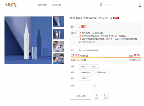小米有品眾籌近3萬人瘋搶！素諾智能可視潔牙儀T11 Pro成網(wǎng)紅爆款
