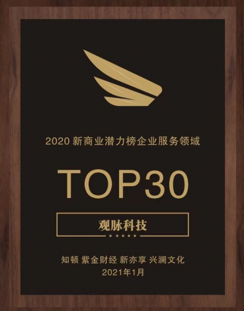 賦予網(wǎng)絡(luò)更高價值，觀脈科技入選2020新商業(yè)潛力榜