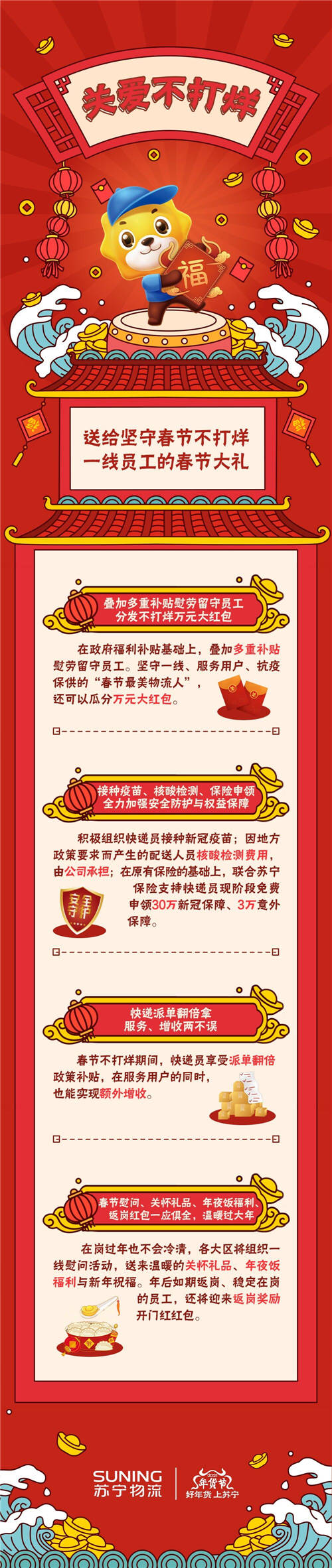 關(guān)愛不打烊！蘇寧物流“暖蜂”大禮包保障一線員工溫暖過年