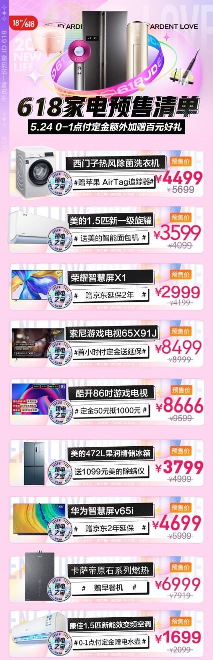 京東618，18周年慶！5月24日火熱預(yù)售，爆款家電好物提前開搶！