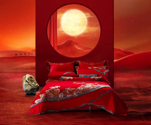 水星家紡中國風(fēng)婚慶床品，傳遞幸福和愛意
