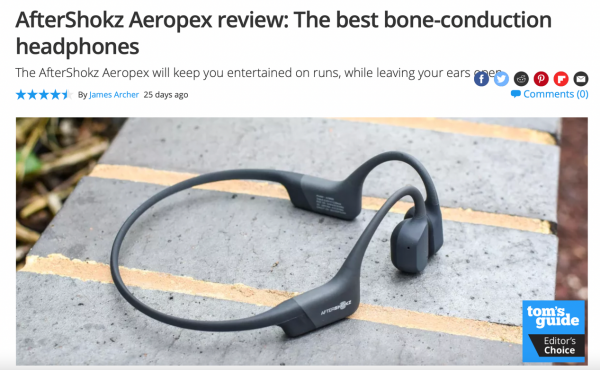 Tom’s Guide：“韶音Aeropex是最好的骨傳導運動耳機”