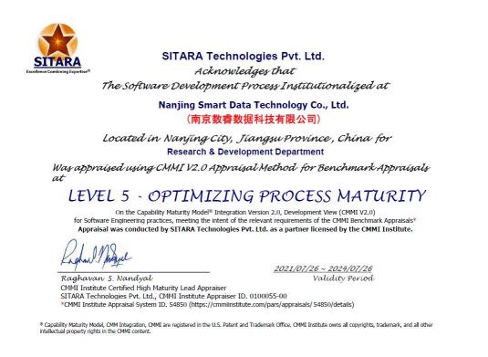 厲害了！數(shù)睿數(shù)據(jù)通過CMMI5全球軟件領(lǐng)域最高級別認(rèn)證