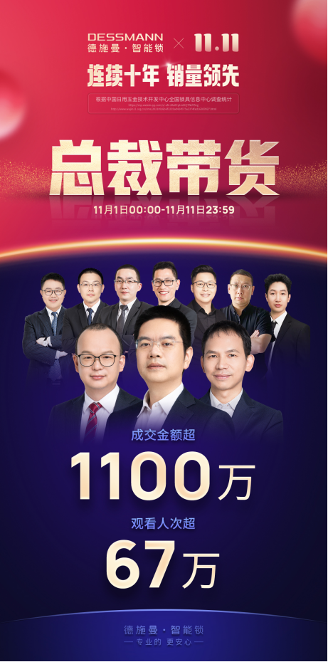 雙11終極榜單：線上總銷售14.2萬套！德施曼連續(xù)6年雙11蟬聯(lián)行業(yè)第一