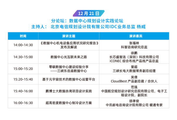IDCC2021 數(shù)據(jù)中心規(guī)劃設計實踐論壇