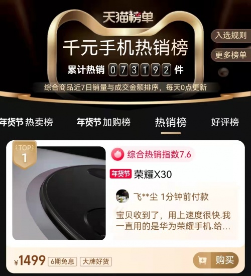 榮耀X30獲“2021年度最受消費(fèi)者喜愛手機(jī)”獎(jiǎng)，新年換機(jī)就選它！