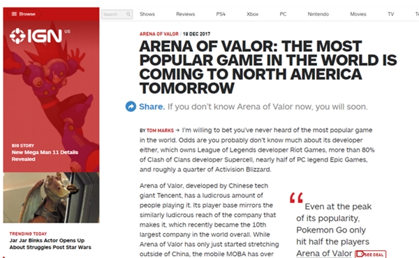 出海六年熱度不減，Arena of Valor 傳說對決再奪全球多地月活冠軍