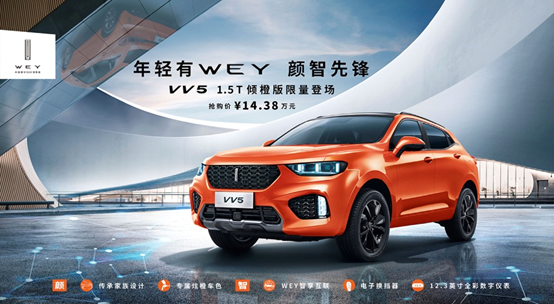 預售14.38萬元，限量500臺 VV5 1.5T傾橙限量版開啟先鋒專屬預售