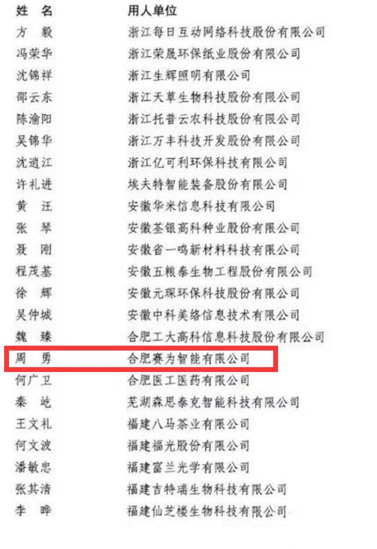 賽為智能董事長周勇入選國家“萬人計(jì)劃”科技創(chuàng)業(yè)領(lǐng)軍人才
