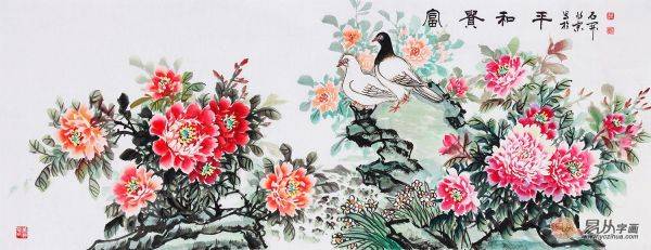 臥室掛畫之牡丹畫，寫意牡丹畫家石開作品欣賞