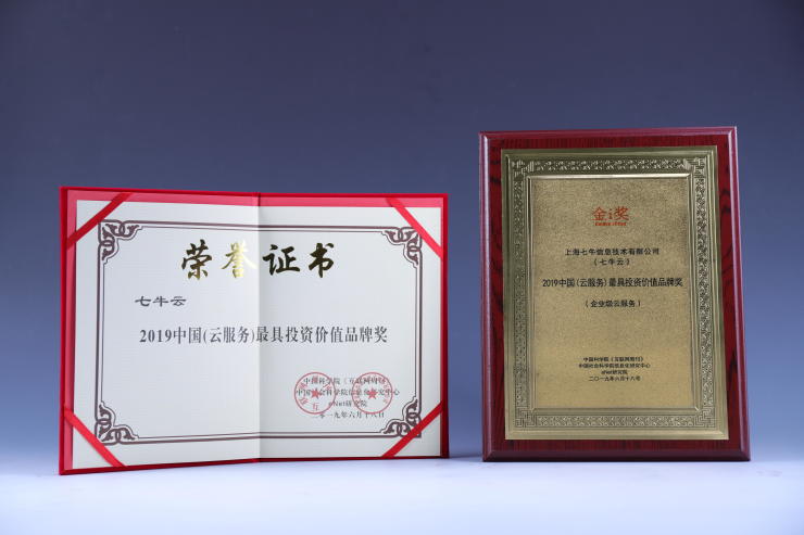 七牛云榮獲“2019中國（云服務）最具投資價值品牌獎”