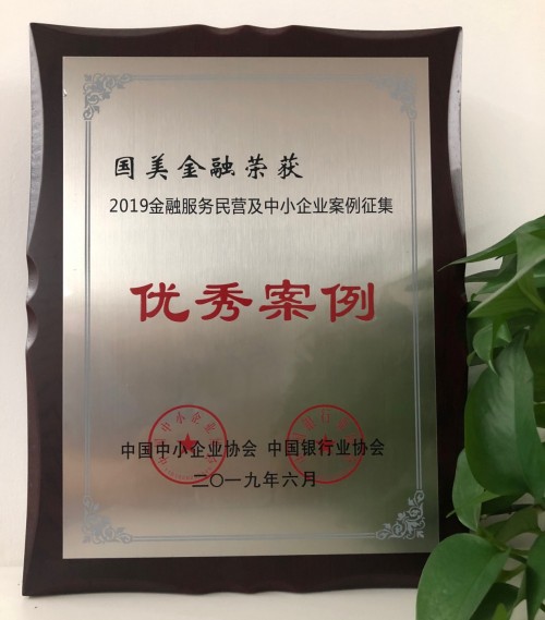 國(guó)美金融榮獲2019金融服務(wù)民營(yíng)及中小企業(yè)案例征集優(yōu)秀案例獎(jiǎng)