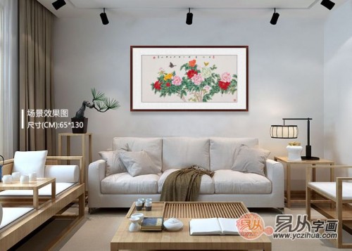 客廳背景墻上的掛畫(huà)，名家手繪花鳥(niǎo)國(guó)畫(huà)更受歡迎
