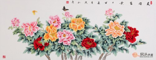 客廳背景墻上的掛畫(huà)，名家手繪花鳥(niǎo)國(guó)畫(huà)更受歡迎