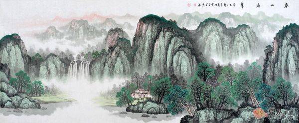 客廳里掛什么字畫好，名家手繪山水畫讓家里沒出新高度