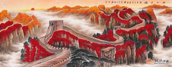 客廳沙發(fā)背景墻掛什么畫好，手繪山水當顏值與風水的完美結(jié)合