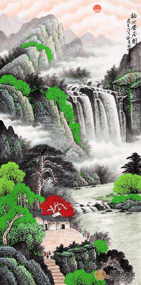進(jìn)門玄關(guān)掛什么畫好？名家手繪山水畫裝飾、風(fēng)水都有了