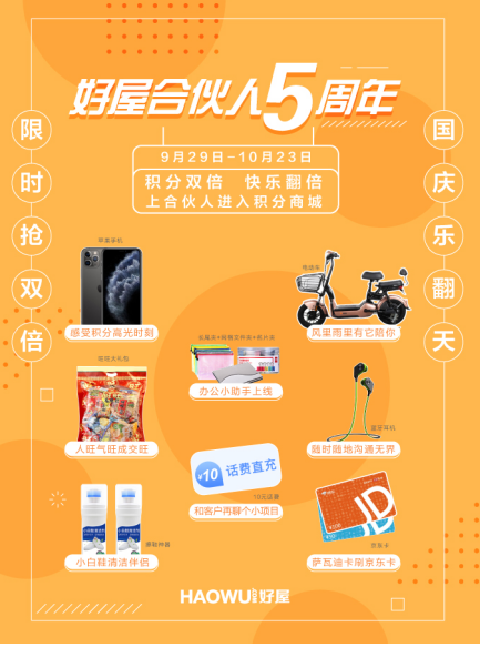 好屋合伙人五周年，積分商城給力回饋房產經紀人