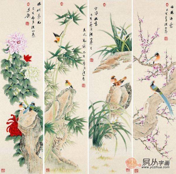 這些精美的沙發(fā)背景墻花鳥(niǎo)畫(huà)，絕對(duì)吸人眼球！