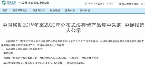 中國移動分布式塊存儲最大單揭曉，浪潮等中標