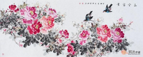家里掛花鳥畫好嗎？丁珂手繪牡丹國畫，掛在家里好看又吉祥