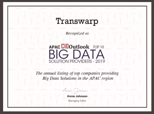 星環(huán)科技被APAC CIO Outlook評為TOP 10大數據方案商