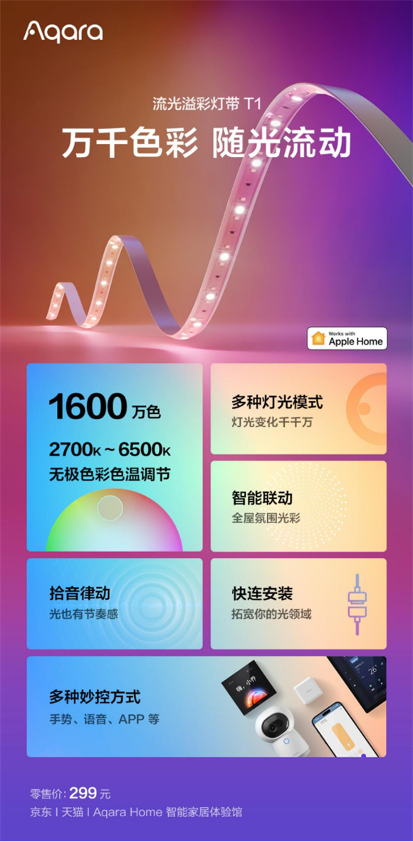 萬千色彩，隨光流動(dòng)！Aqara 流光溢彩燈帶 T1正式發(fā)布