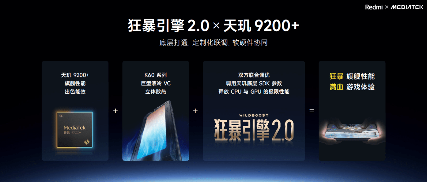 狂暴引擎2.0打通天璣9200+，紅米K60至尊版性能和游戲體驗穩(wěn)了