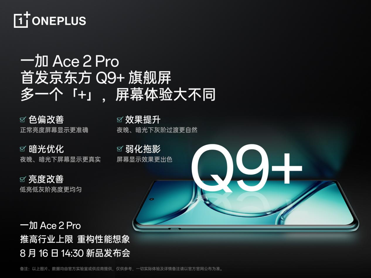 一加 Ace 2 Pro 全球首發(fā)京東方 Q9+ 旗艦屏，屏幕體驗里程式升級