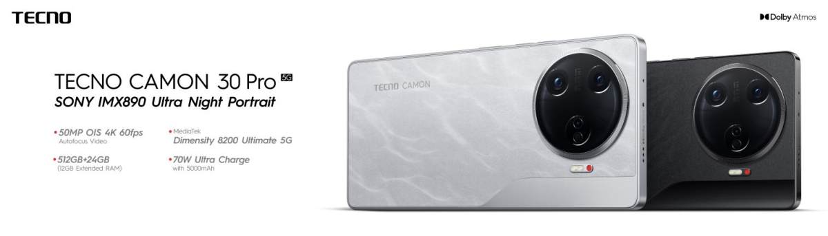 TECNO發(fā)布CAMON 30系列，AI加持專業(yè)影像和非凡設計，成就每一幀的耀眼主角