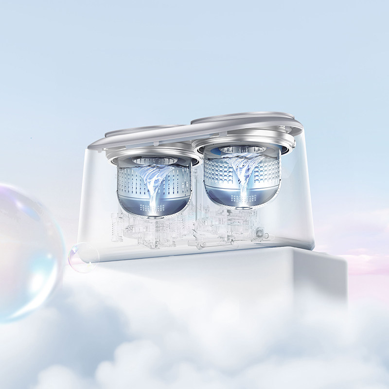 不手洗、不晾曬！小熊電器雙艙洗衣機(jī)：分區(qū)洗脫烘全搞定
