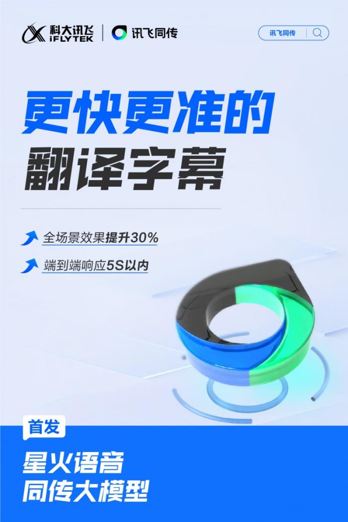 訊飛同傳搭載星火語音同傳的模型，更快更準(zhǔn)的AI翻譯