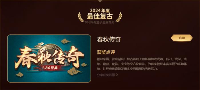 最好玩的傳奇手游都在這！996傳奇盒子“金屠龍獎(jiǎng)”2024年度評選揭曉