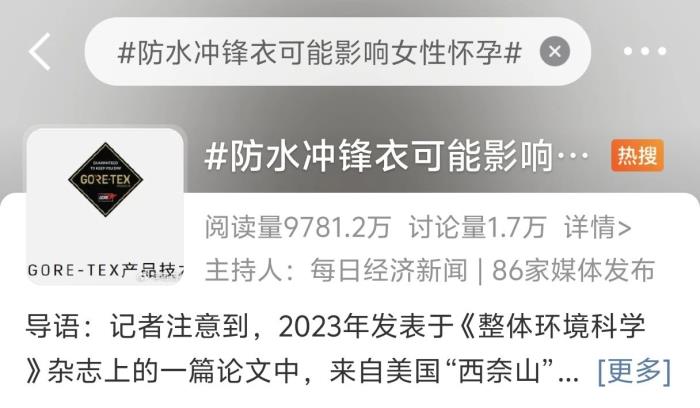 理性認(rèn)識PFAS，GORE-TEX沖鋒衣仍可放心穿